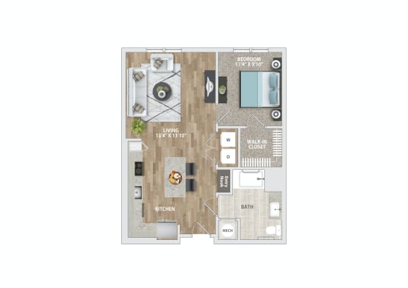 the marquette apartment homes one bedroom floor plan