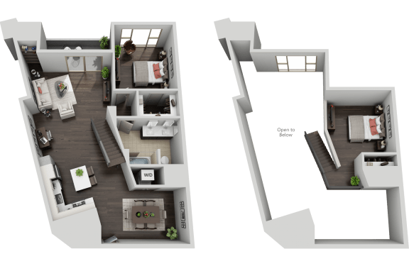 Floor Plan  One Bed, One Bath Loft Penthouse at The Mansfield at Miracle Mile, Los Angeles