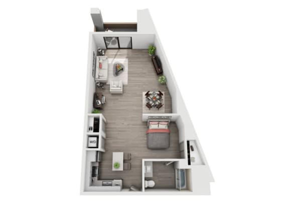 Studio Floor Plan at The Mansfield at Miracle Mile, Los Angeles, CA , 90036