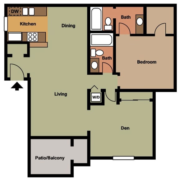1 bed plus den