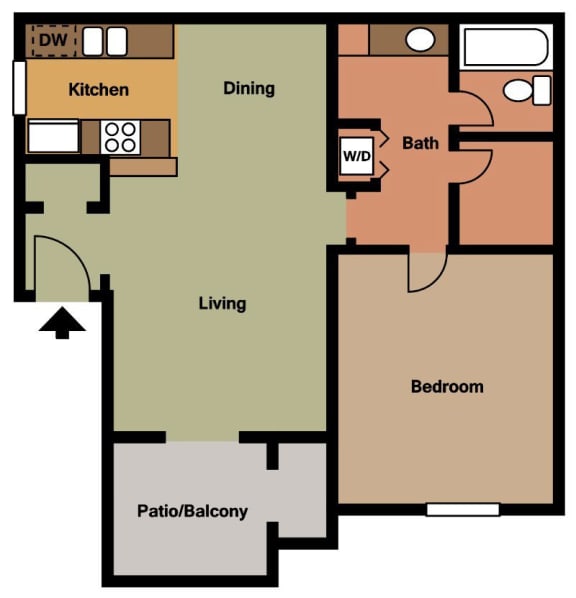 1 bed 1 bath floor plan