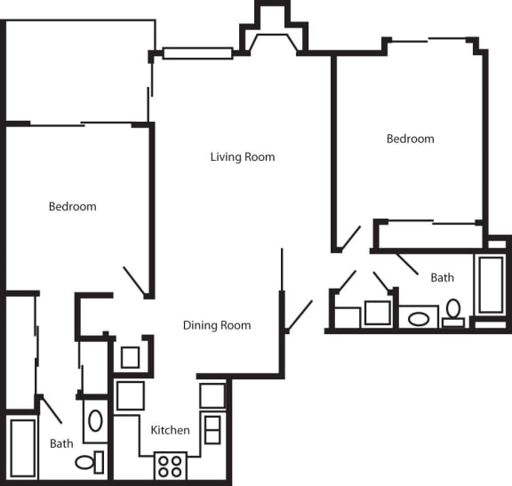 Floor Plan  Redwood 1,029 Sq.Ft. Floor Plan at Wood Creek Apartments, California, 94523
