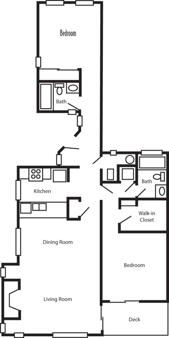 Floor Plan  Cedarwood 1,090 Sq.Ft. Floor Plan at Wood Creek Apartments, Pleasant Hill, CA, 94523