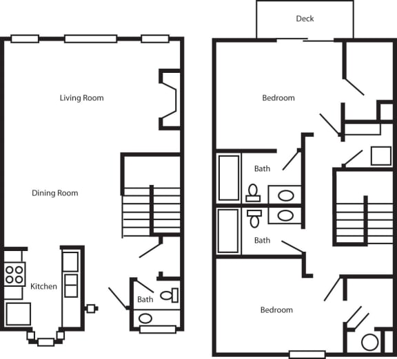 Birchwood 1,212 Sq.Ft. Floor Plan at Wood Creek Apartments, Pleasant Hill, CA