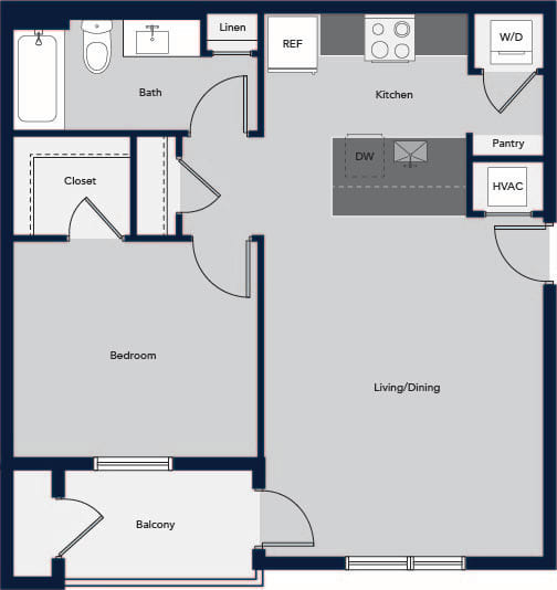 One Bedroom One Bath Floor Plan One Bedroom One Bath Floor Plan at Cielo, Santa Fe, 87507