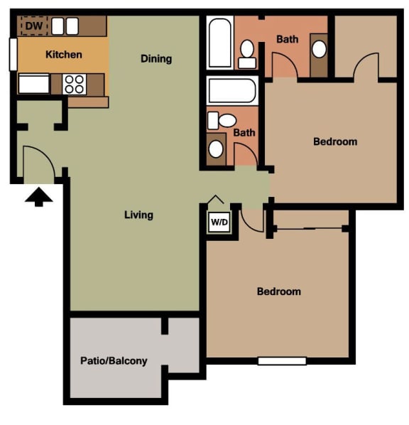 2 bed 2 bath floor plan