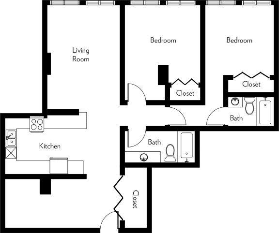Floor Plan  B2-A Floor Plan at The Luckman, Cleveland, OH, 44114