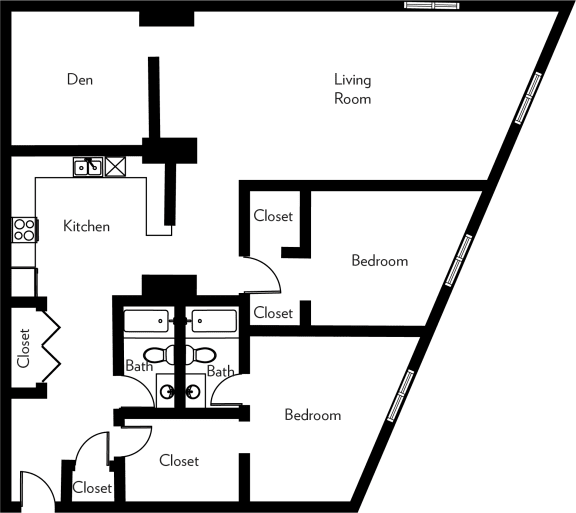 B2-EE Floor Plan at The Luckman, Cleveland, 44114