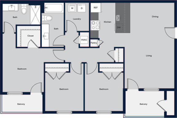 3 Bed 2 Bath Floor Plan 3 Bed 2 Bath Floor Plan at Cielo, New Mexico