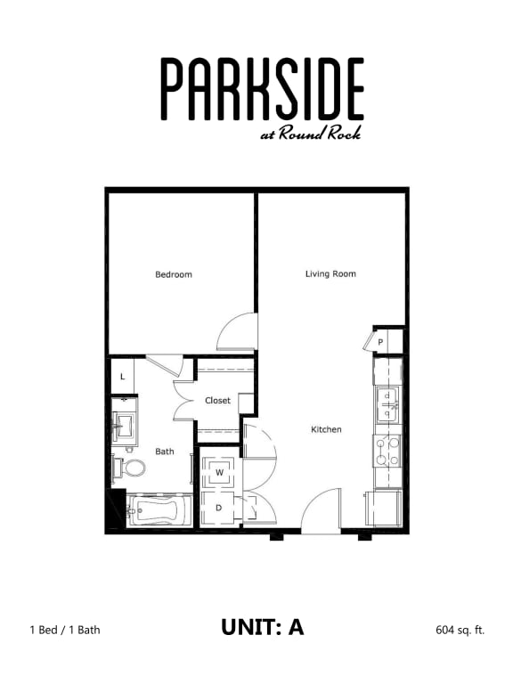A Floor Plan 1x1 604 sq ft