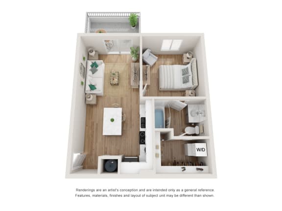 1 bedroom 1 bath Willow floor plan at Alma Apartment Homes, Nevada, 89014