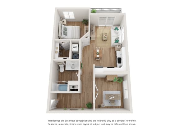 Floor Plan  1 bedroom 1 bath Agaveat Alma Apartment Homes, Henderson