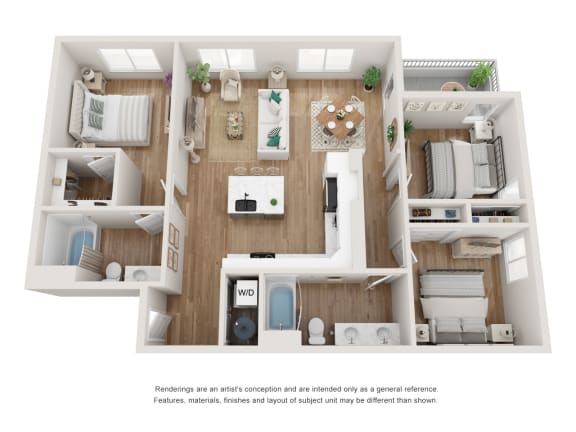 Floor Plan  3 bedroom 2 bath Onyx at Alma Apartment Homes, Henderson, 89014