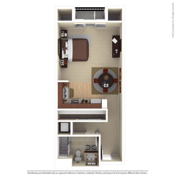 Studio Floor Plan 516 sf