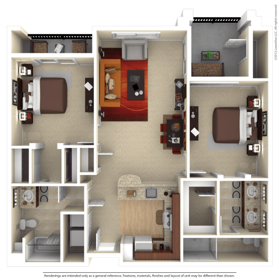 2x2 Floor Plan 1123-1362 sf