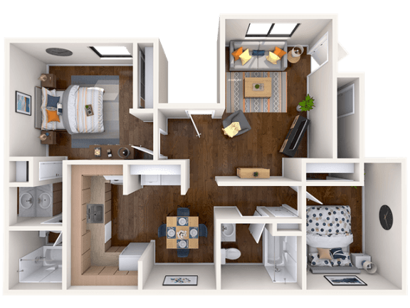 2 Bedrooms and 2 Bathrooms Floor Plans at Cordova Apartments, Phoenix, AZ