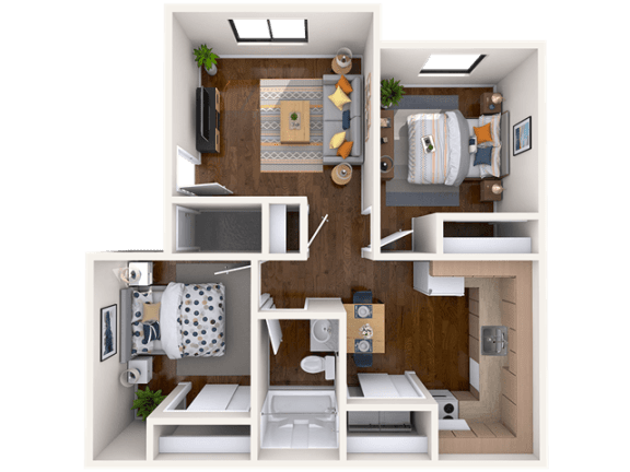2 Bedrooms and 1 Bathroom Floor Plans at Cordova Apartments, Phoenix, Arizona