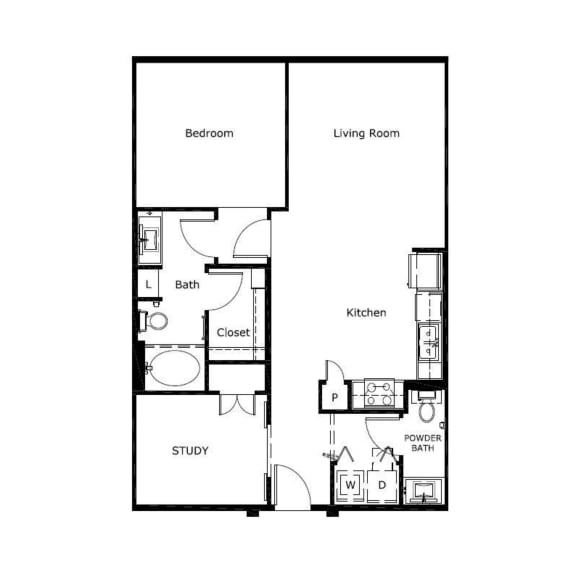 B1 Floor Plan at The Luckman, Cleveland, OH, 44114