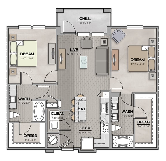Floor Plan  Two Bedroom