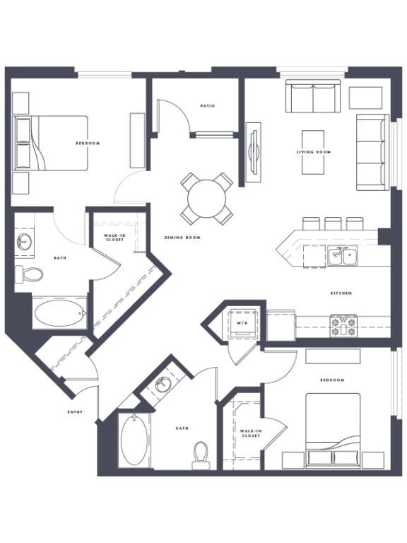 B4 floor Plan 2x2 1220 sf