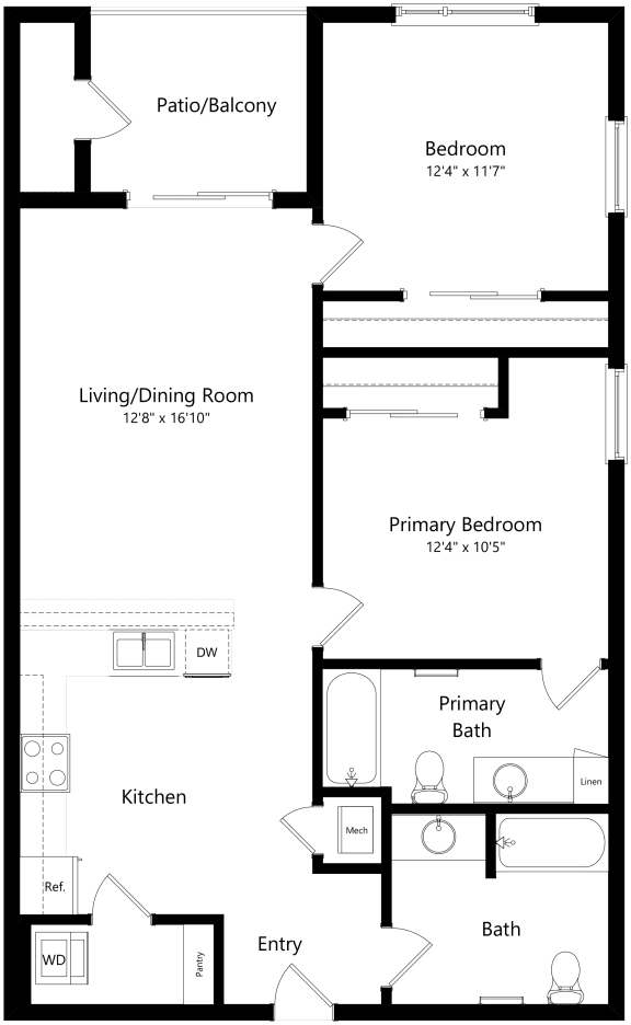 2B two bedroom two bathroom 2B two bedroom two bathroom at Alpine Vista, Colorado Springs, Colorado