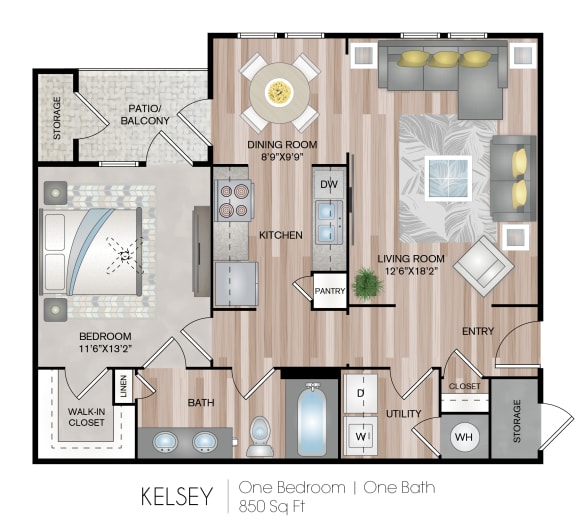 One bedroom One bathroom Floor Plan One bedroom One bathroom Floor Plan at Belmont Place, Georgia, 30067