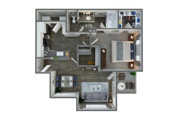 1 bedroom 1 bath floor plan at Vista Grove Apartments, Mesa