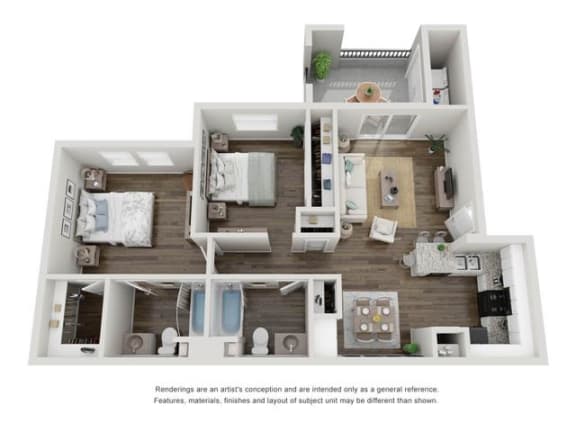 B1 2x2 1059 Sqft