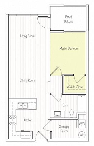 700 sq.ft.  A-1 Floor plan, at Parc One, Santee, CA
