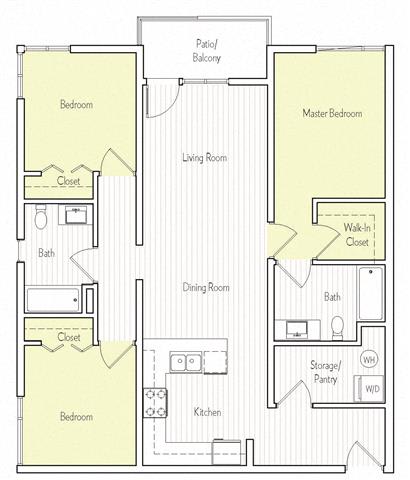 1150 sq.ft. C-3 Floor plan, at Parc One, Santee, 92071