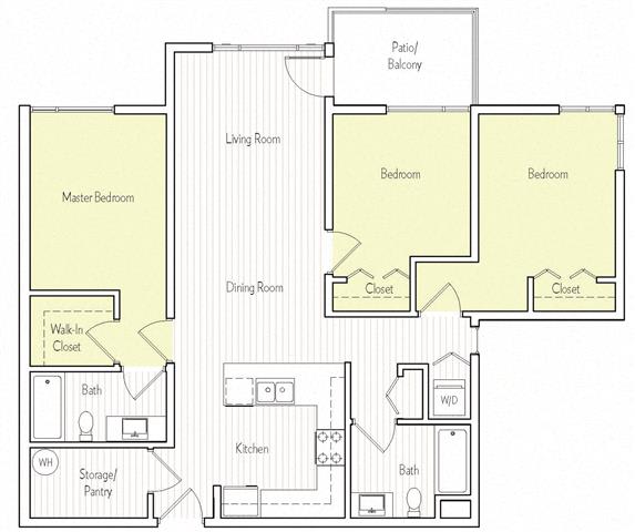 1159 sq.ft. C-4 Floor plan, at Parc One, CA, 92071