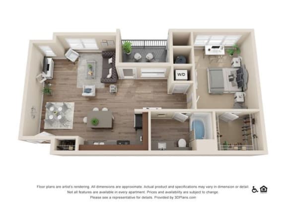 Floor Plan  One Bedroom A Floor Plan at Rockvue, Broomfield, CO