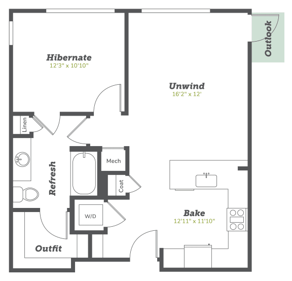 Floor Plan  A3 1 bedroom
