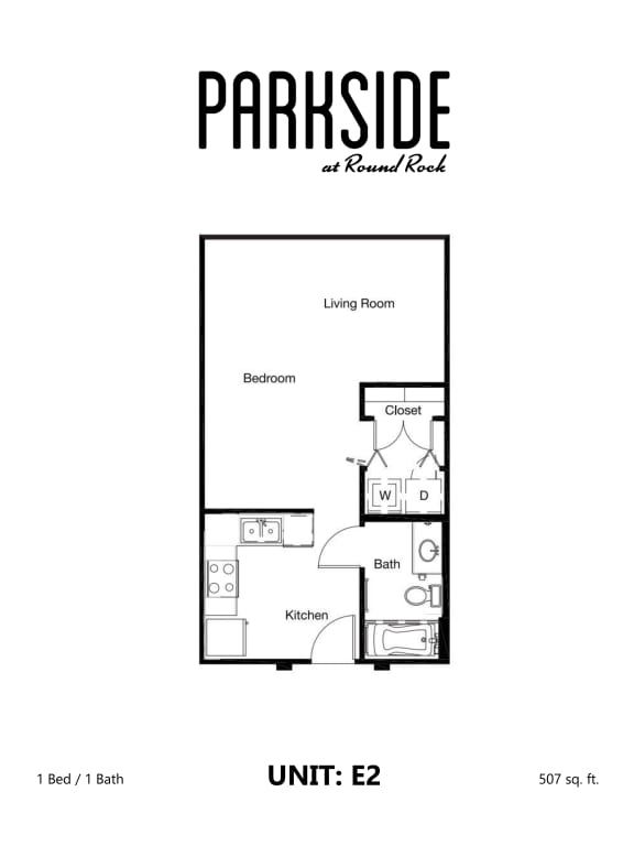 E2 Floor Plan 1x1 507 sq ft