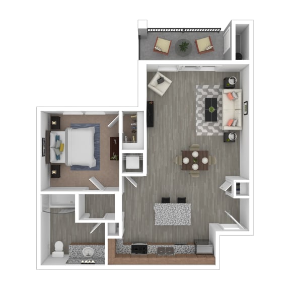 Floor Plan  One bedroom One bathroom at Edgewater at the Cove, Oregon City, OR, 97045