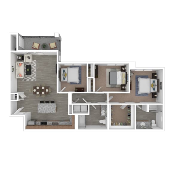 Floor Plan  Three bedroom Two bathroom at Edgewater at the Cove, Oregon City