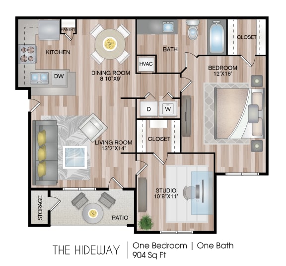 The Hideway 904 Sq.Ft. FP at Blu on the Boulevard, Baton Rouge