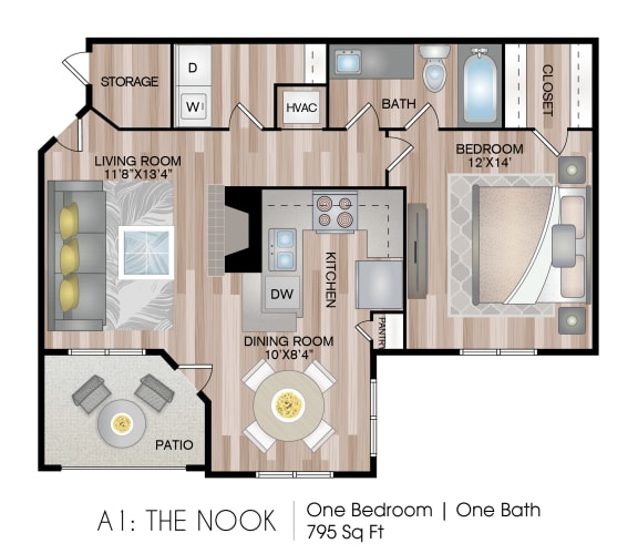 The Nook 795 Sq.Ft. FP at Blu on the Boulevard, Baton Rouge, Louisiana