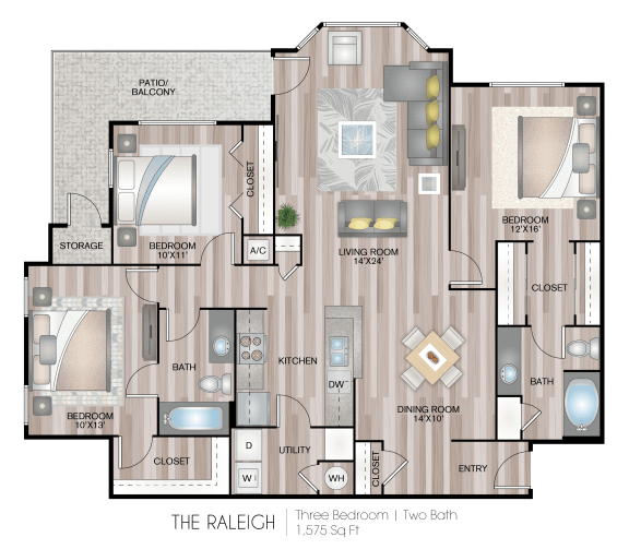 Floor Plans of Gates at Citiplace in Baton Rouge, LA