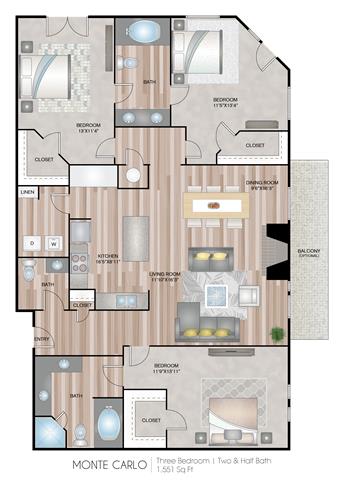 MonteCarlo Floor Plan MonteCarlo Floor Plan at Notting Hill, Atlanta