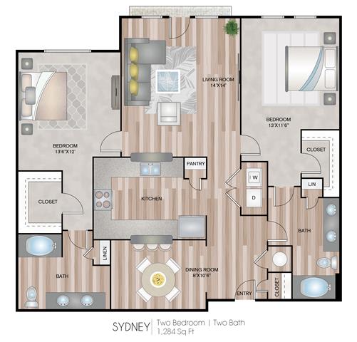 Sydney Floor Plan at Notting Hill, Atlanta, GA, 30346