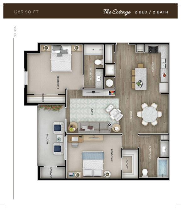 Floor Plan  2x2 1282 sf