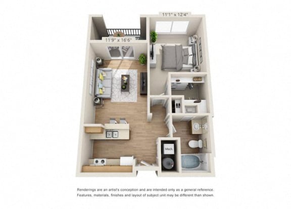 One Bedroom One Bedroom at 206 Apartments, Hillsboro, Oregon
