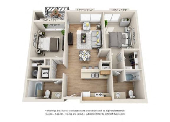 Floor Plan  Two Bedroom at 206 Apartments, Hillsboro, OR