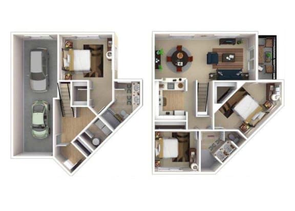 32CA1 1,550 sq.ft. Floor Plan at Lionsgate South, Hillsboro, OR, 97124