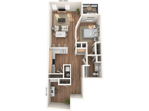 Orcas Floor Plan at The Pacifica Apartments, Tacoma, WA, 98409