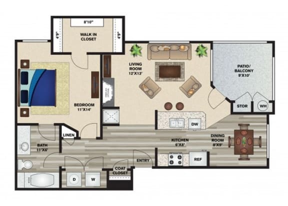 Biscayne 796 sq.ft. Floor Plan at Solitude at Centennial, Las Vegas, NV