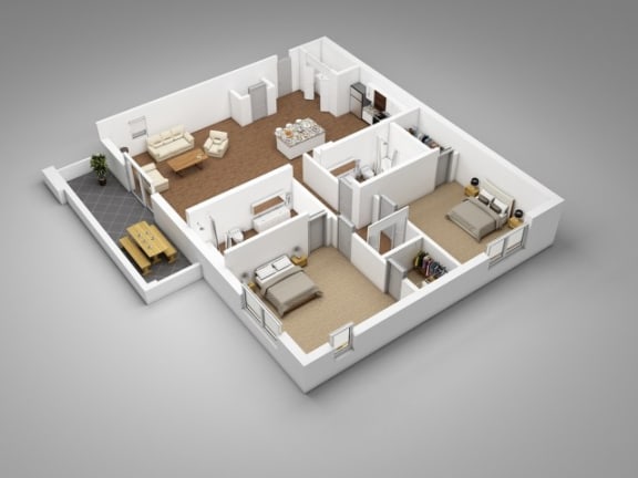 Floor Plan  2 Bed - 2 Bath |1,080 sq. ft. B1