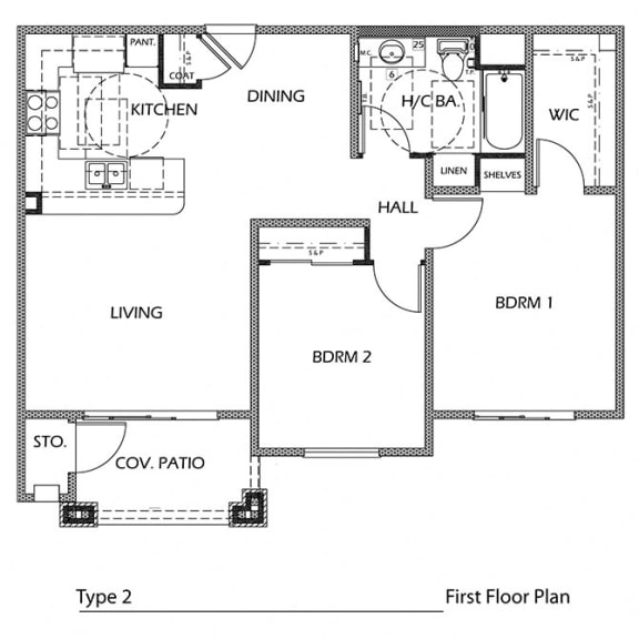Floor Plan  Type 2 A 2 Bedroom Floor Plan