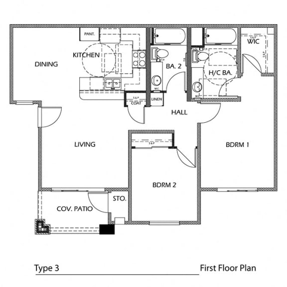 Floor Plan  Type 3 A 2 Bedroom Floor Plan